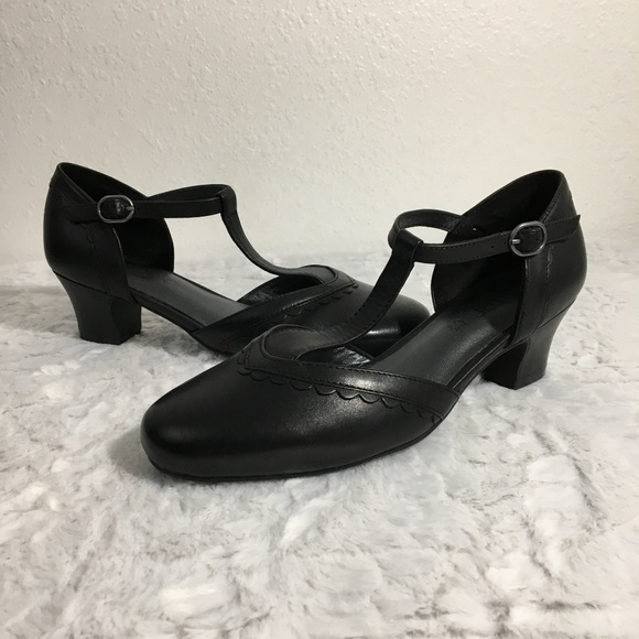 Hotter Shoes - Hotter Viviene Comfort Concept Black Leather Heels